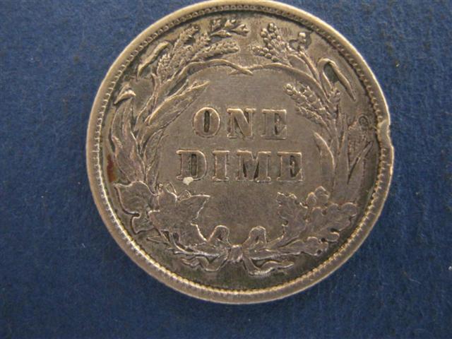 1892 Barber Dime Extra Fine Reverse